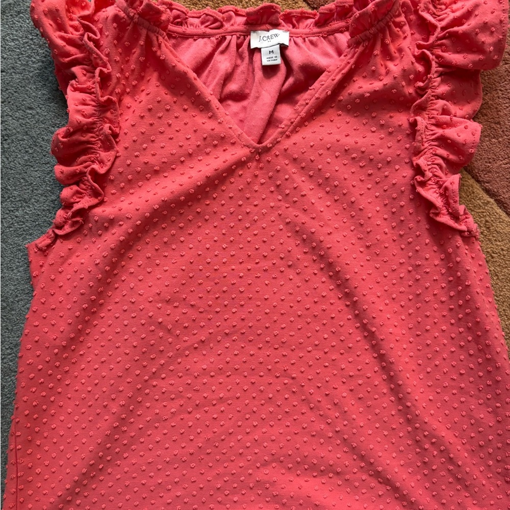 J. Crew Coral Ruffle Blouse